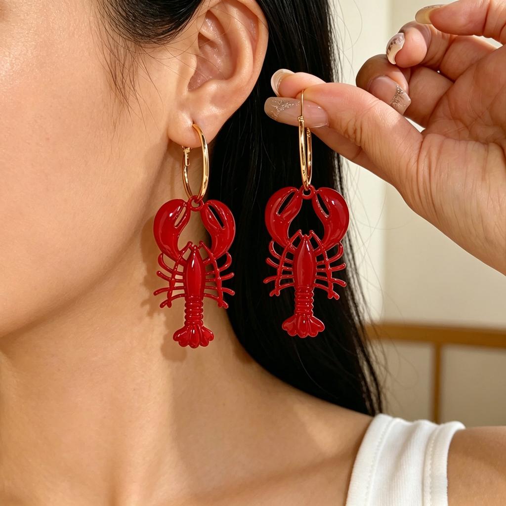 European and American style earrings, personalized lobster geometric shape design, high-end stud earrings, versatile niche earrings