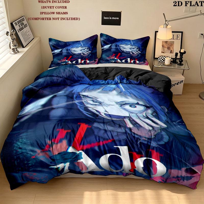 Ado Pattern Bedding uilt Set uilt Cover Pillowcase Home Decoration Birthday Gift (1 * duvet cover + 2 * pillowcase without core)