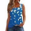 Women's Pleated Square Collar Sleeveless Vest Print T-shirt
