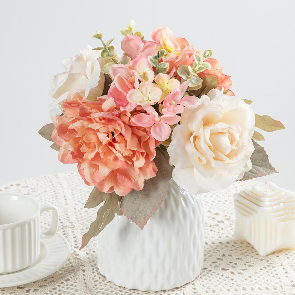 Rose Peony Silk Bouquet Artificial Flowers Wedding Home Room Ornamental Flowerpot Decora Valentine's Wreath Diy Gift Accessories