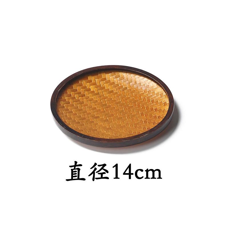 Bamboo products Handmade bamboo woven round refreshment plate Fruit plate Chinese dried fruit snack tray Refreshment plate Dish storage plate
