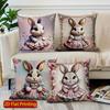 2D Cute Bunny-Patterned Decorative Pillow Covers Pattern Cushion Cover Suitable For Sofa Bedroom Car Pillow Cover