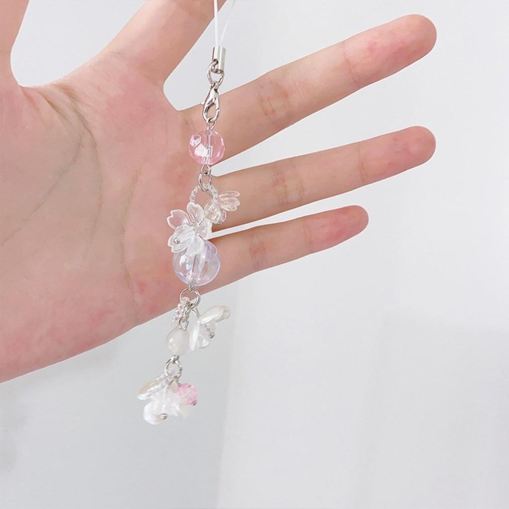 Jellyfish Phone Chain Flower Pendant Keychain Acrylic Phone Charm Strap Lanyard Bag Backpack Ornament Key Holder Jewelry