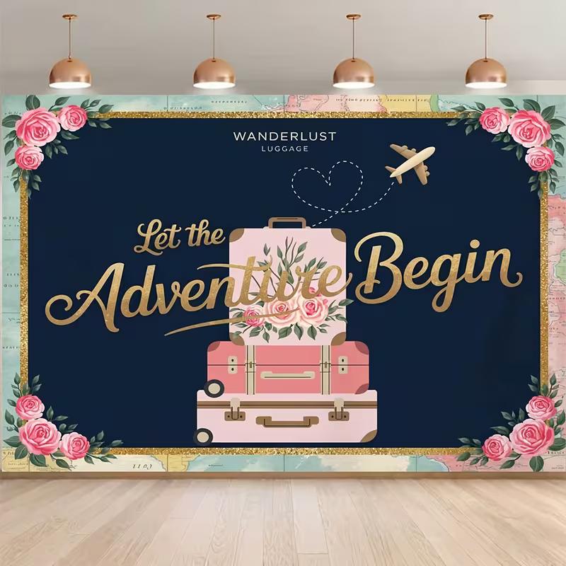 

2D Adventure Begins Backdrop Wanderlust Travel Photography Background Banner 47.2x31.5inch/120*80cm