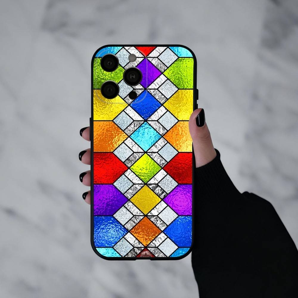 C-Colorful-L G-Glass-S Phone Case For iPhone 17pro, 16,15,14,13,12,11 X XR Plus,Others Soft Black Cover