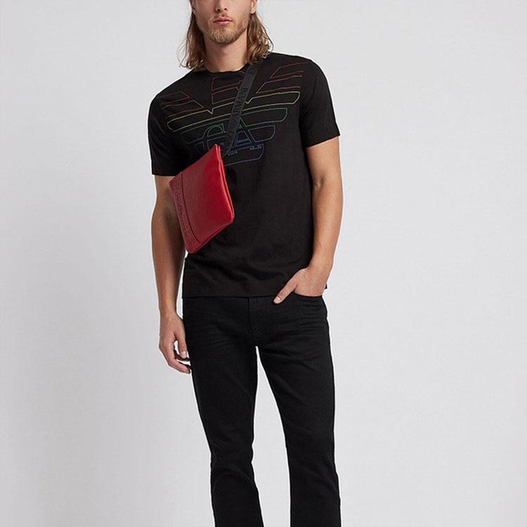 Emporio Armani Blended Fabric Crew Neck Short Sleeve T-Shirt Men Tops Black 3G1TM6-1JQXZ-F059