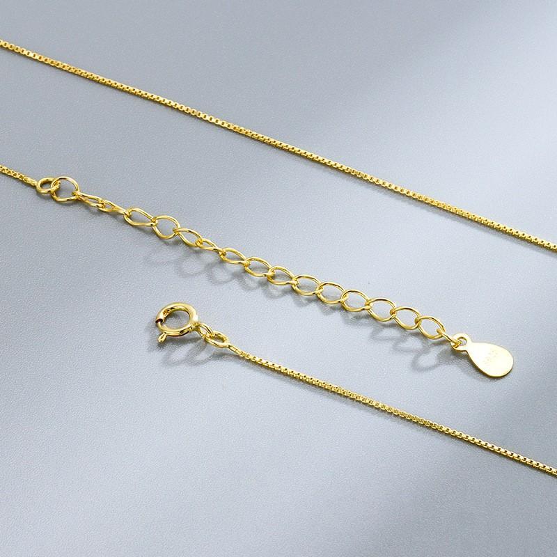 S925 Sterling Silver Gold Plated Collarbone Chain Round Beads Snake Bone Box Twisted Flower Chain Necklace Fashion Jewelry