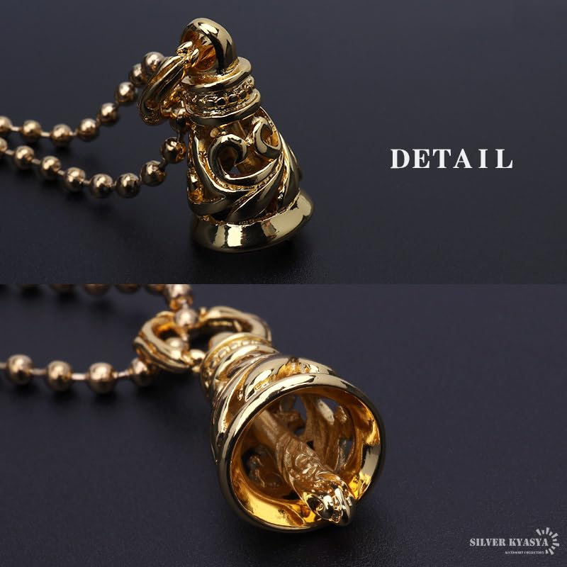 Stainless Steel Bell Arabesque Double Crane Bell Silver Bell 18k Arabesque Ball Chain [silver KYASYA] Necklace, Necklace, Pendant, Gp,