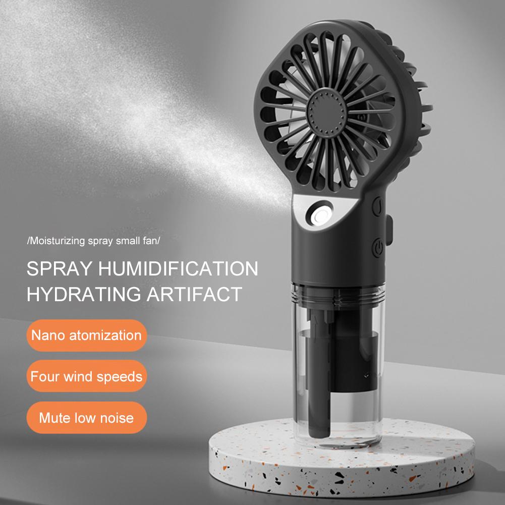 Portable Water Mist Fan Mini Handheld Spray Fan USB Rechargeable Humidifier Fan 4 Speeds Powerful Wind Outdoor Personal Hand Fan