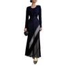 2025 Autumn Women's Retro European & American Style Slimming Buttoned Round Neck Long Sleeve Dress