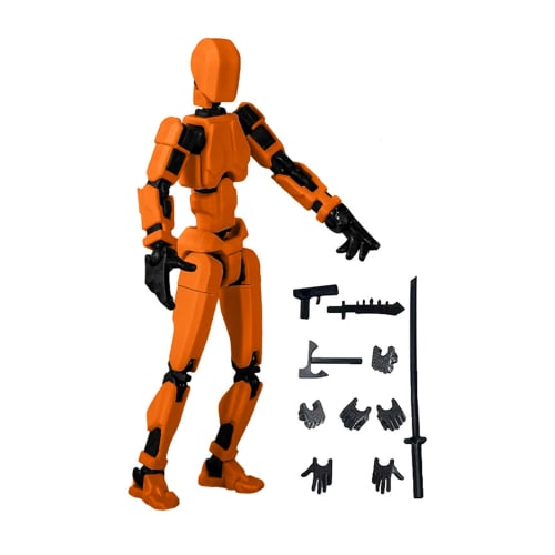 

AAGWW Model Doll with Weapons, Figure for Sketching, Movable Joints, Poseable, Art Model (Orange Black)
