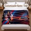Lionel Messi Printed Flannel Blanket Custom Name Text Soft Warm Throw For Bedroom Holiday Gift