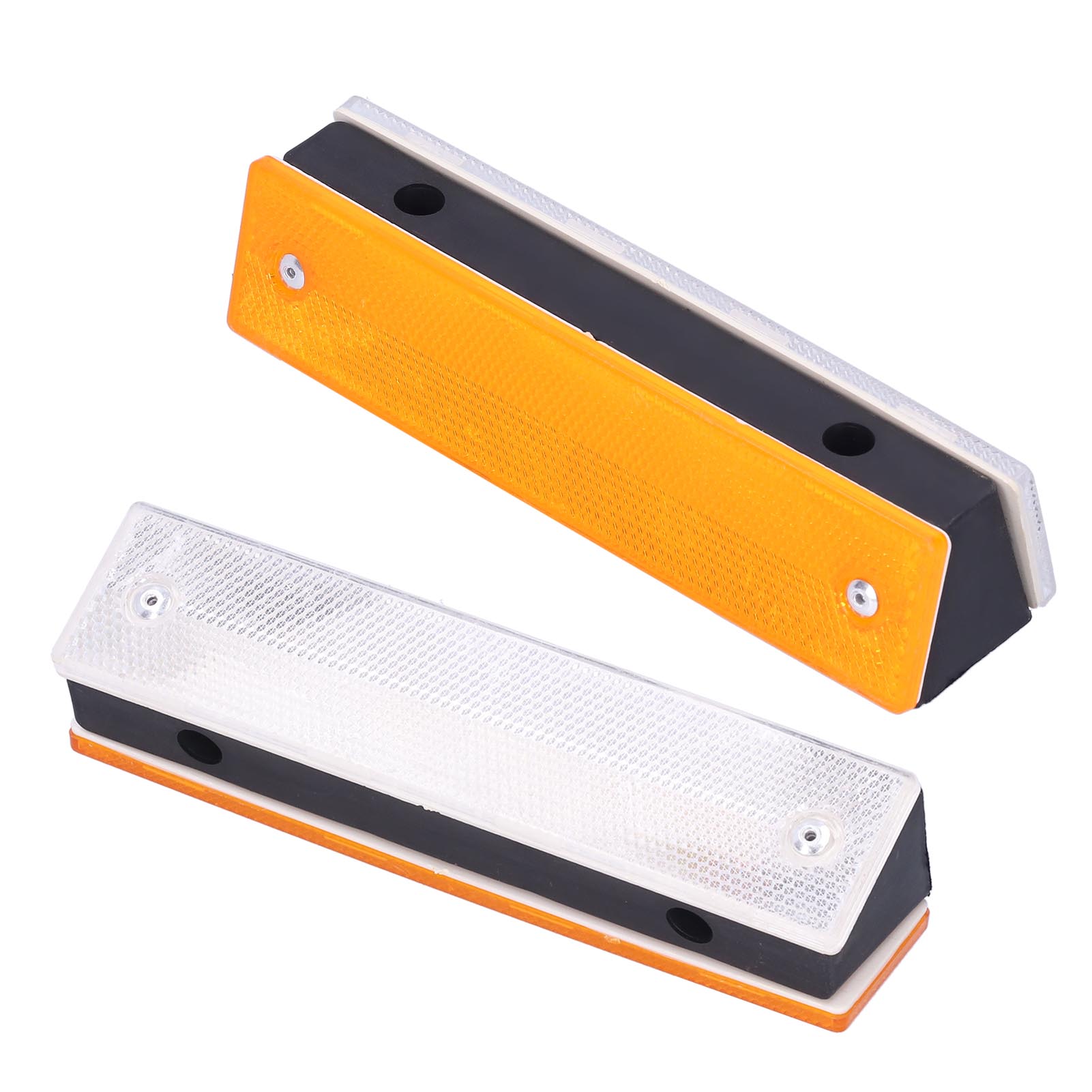 2PCS Rectangle Reflective Sign Road Stud Marker for Highway Traffic Warning Facilities(YellowWhite )