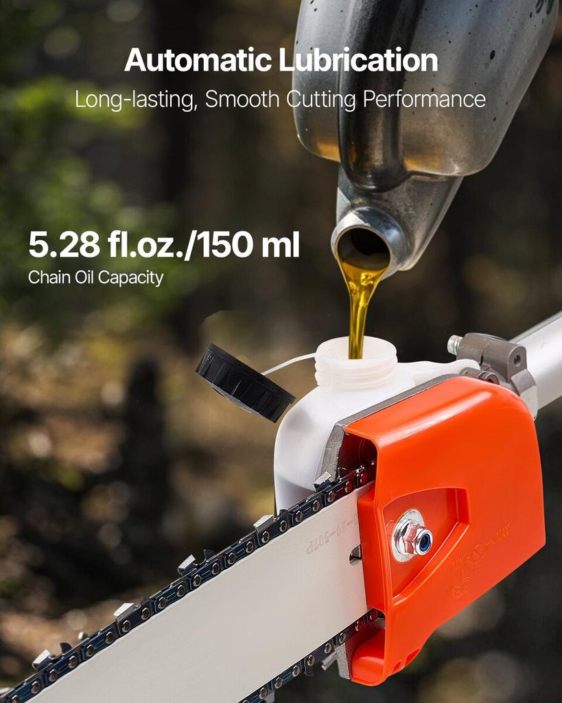 Gas Pole Saw, 33CC 2 Stroke Gas Powered Pole Saws with 20.3 Cm Cutting Bar, Cordless Tree Trimmer with 850ml Fuel Tank, 2.08 To 3.58 M Extendable,