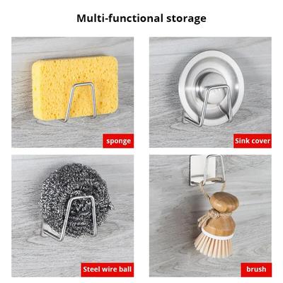 2pcs Stainless Steel Sink Sponge Rack For Sponge Steel Wire Ball Draining Paste The Inner Wall Of The Sink Kitchen Supplies