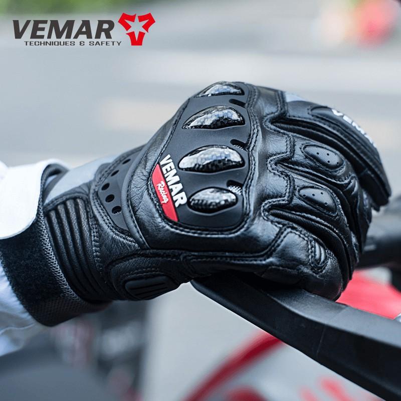 Motorcycle Racing Gloves Men Women Genuine Leather Carbon Fiber Impact Protection Anti-Slip Touchscreen Cycling Protective