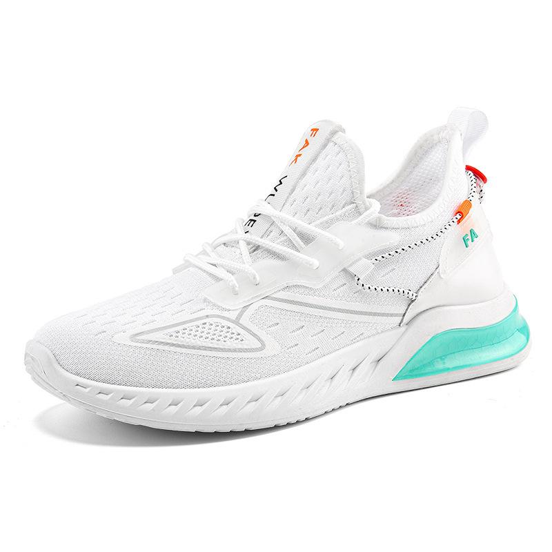 

Мужская обувь на заказ 2025 новинка дышащая мужская обувь из ткани-мухи на шнуровке повседневная обувь подростковый тренд беговая спортивная обувь 39 белый