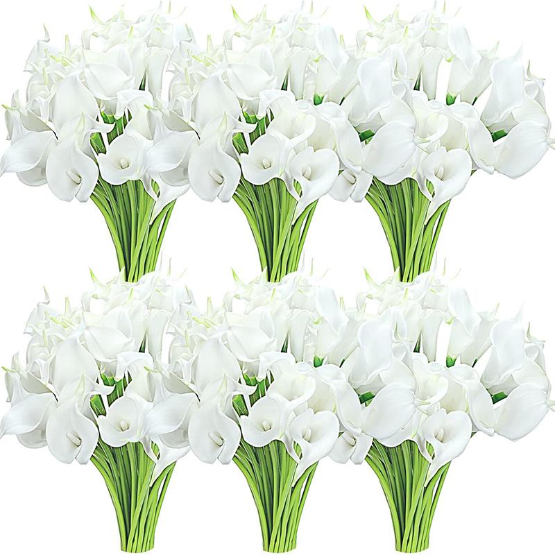 

Artificial Flower Bulk Calla Lily Bouquet Real Touch Artificial Bride Bouquet PU Lily Bouquet for Home Wedding Party Decoration 5Pcs белый