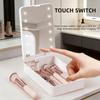 Foldable Travel LED Makeup Mirror Case Makeup Brush Storage Box Gifts