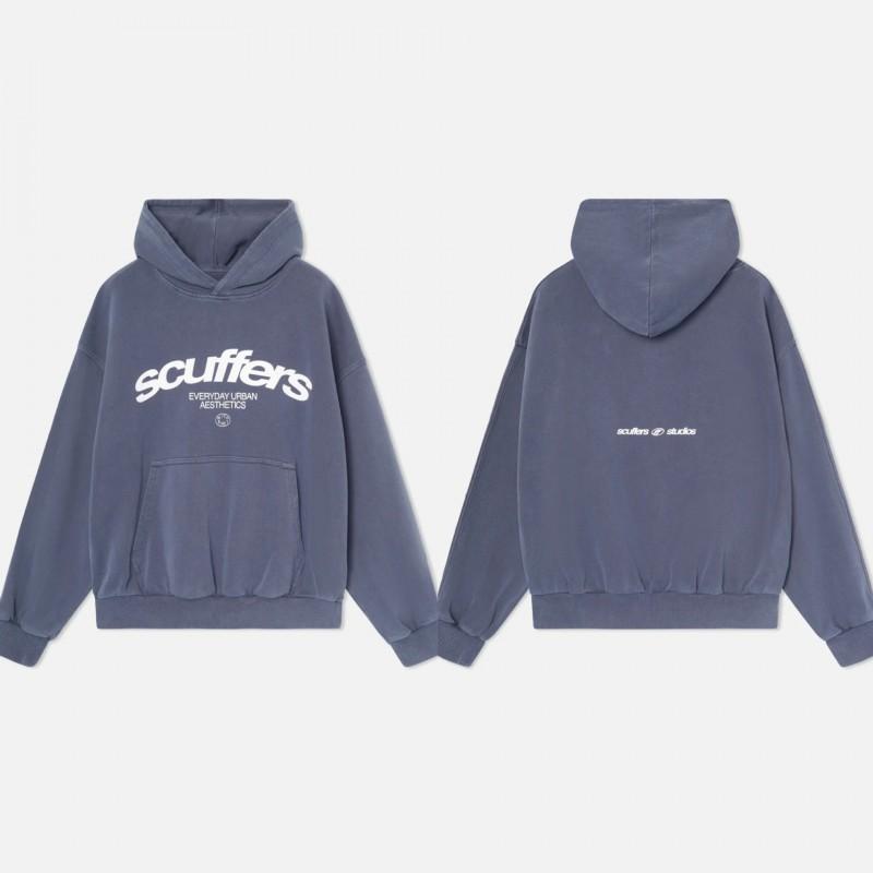 Unisex Oversized Hooded Sweatshirt With Letter Print Cotton Blend Loose Fit Fall Casual Wear