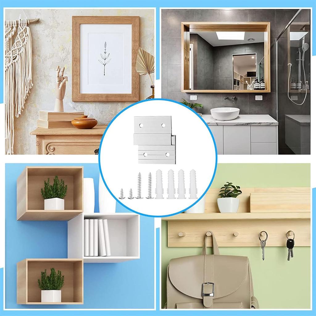 Therwen 40 Pcs French Cleat Picture Hanger Kit Heavy Duty Mirror Wall Mounting Brackets Z Clip Mirror Hanging Hardware Aluminum Hanger Supports (2