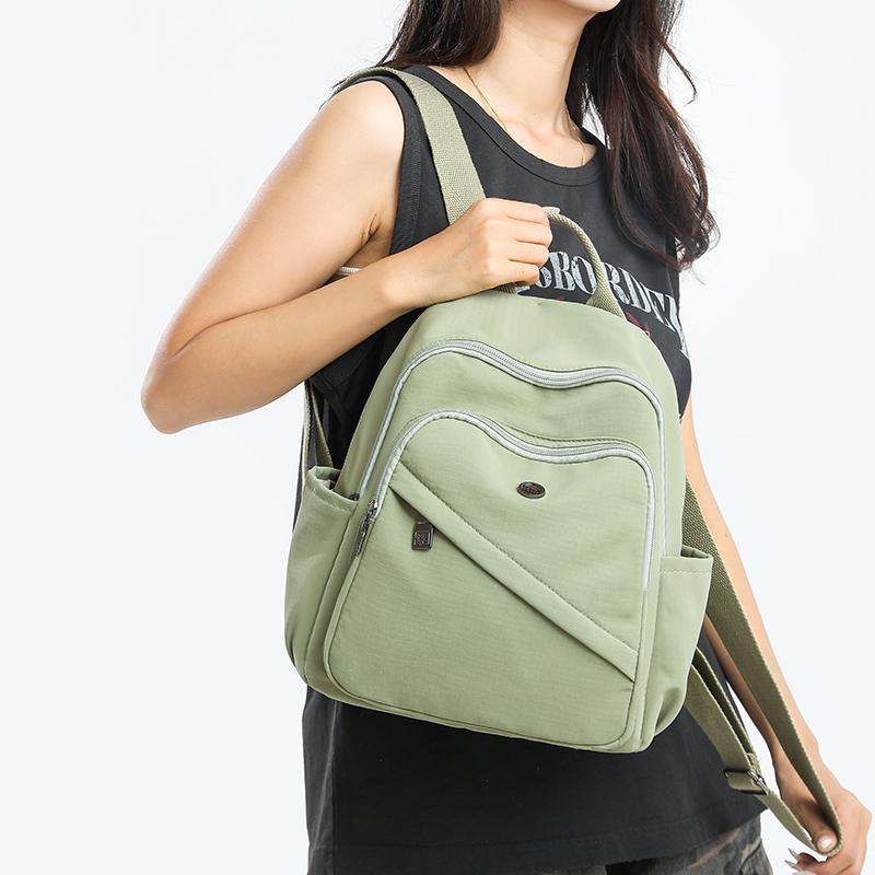 Solid Color Nylon Backpack Women's Travel Backpack Student Schoolbag
