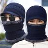 Winter Adult Women Casual Thick Warm Fleece Windproof Riding Beanie Cap Balaclava Hooded Neck Warmer Hats Cap Mask