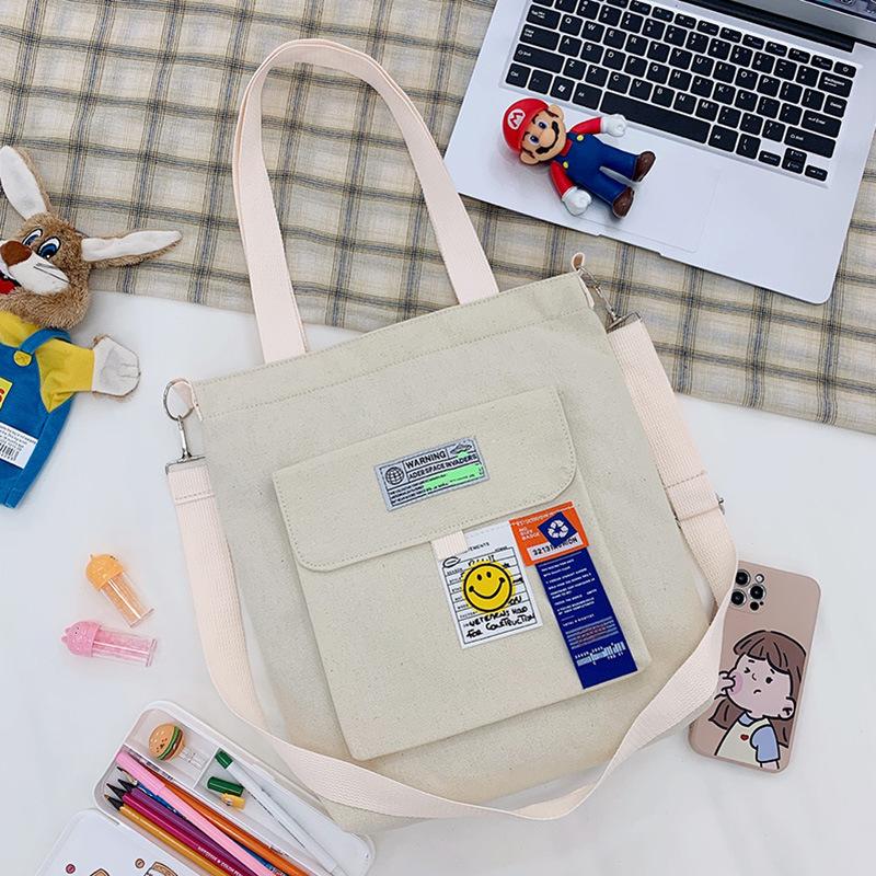 Crossbody Bag Fashionable And Simple Casual Canvas Bag Literary And Fresh Women'S Bag Student Large-Capacity Shoulder Bag