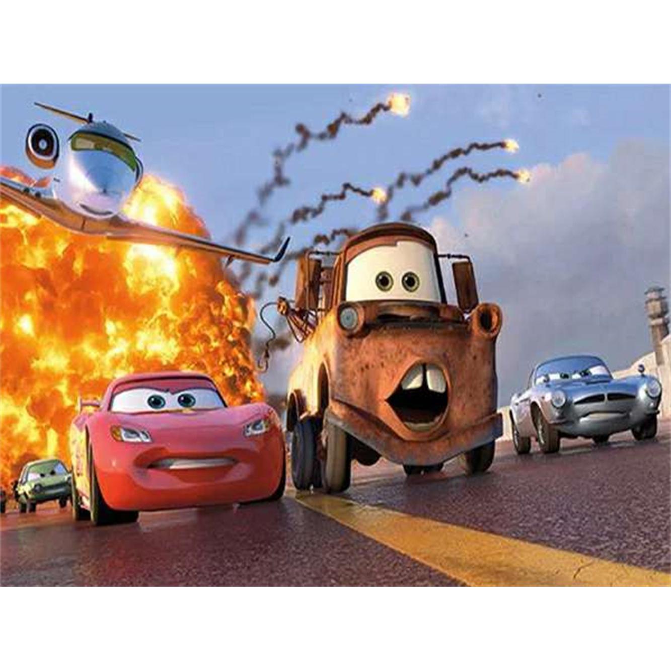 Disney Cartoon Auto Bastelset Quadratisches Puzzle Künstliche Diamantmalerei 5D Kunst Mosaik Stich Dekor Haus Pixel Raum Zuhause Groß Round 40x50cm