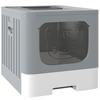Cat Litter Box, Sliding Drawer, Lid, 2 Adjustable Doors, Detachable Scoop, 48 x 38 x 38.5 cm, Grey
