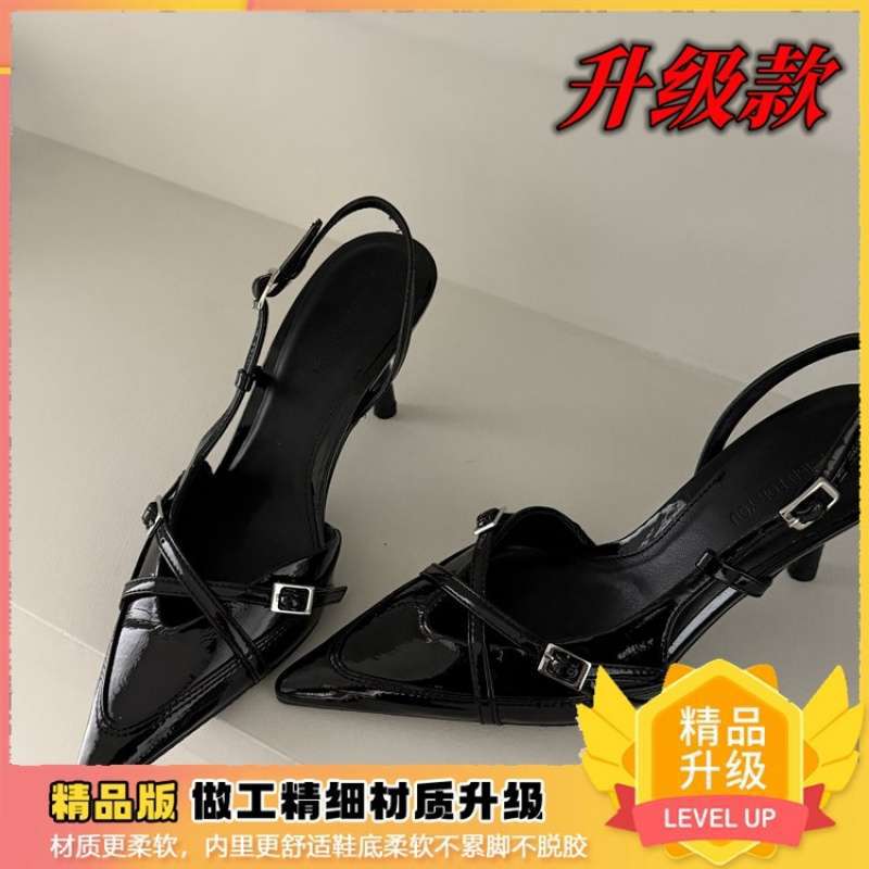 Spring and Summer Fashion High Heels Women's 2025 New French Pointed Thin Heel Bag Head Sandals Fairy Style Single Shoes