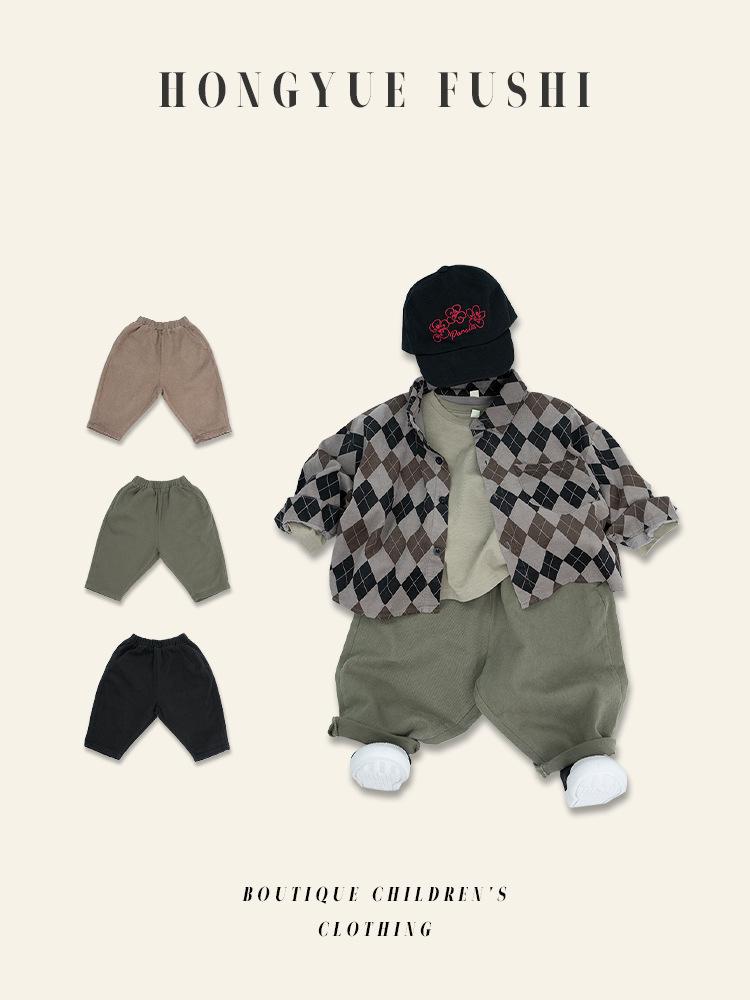 Korean Retro 2025 Autumn Unisex Casual Loose Fit Pants - Pure Cotton Children's Harem Carrot Style