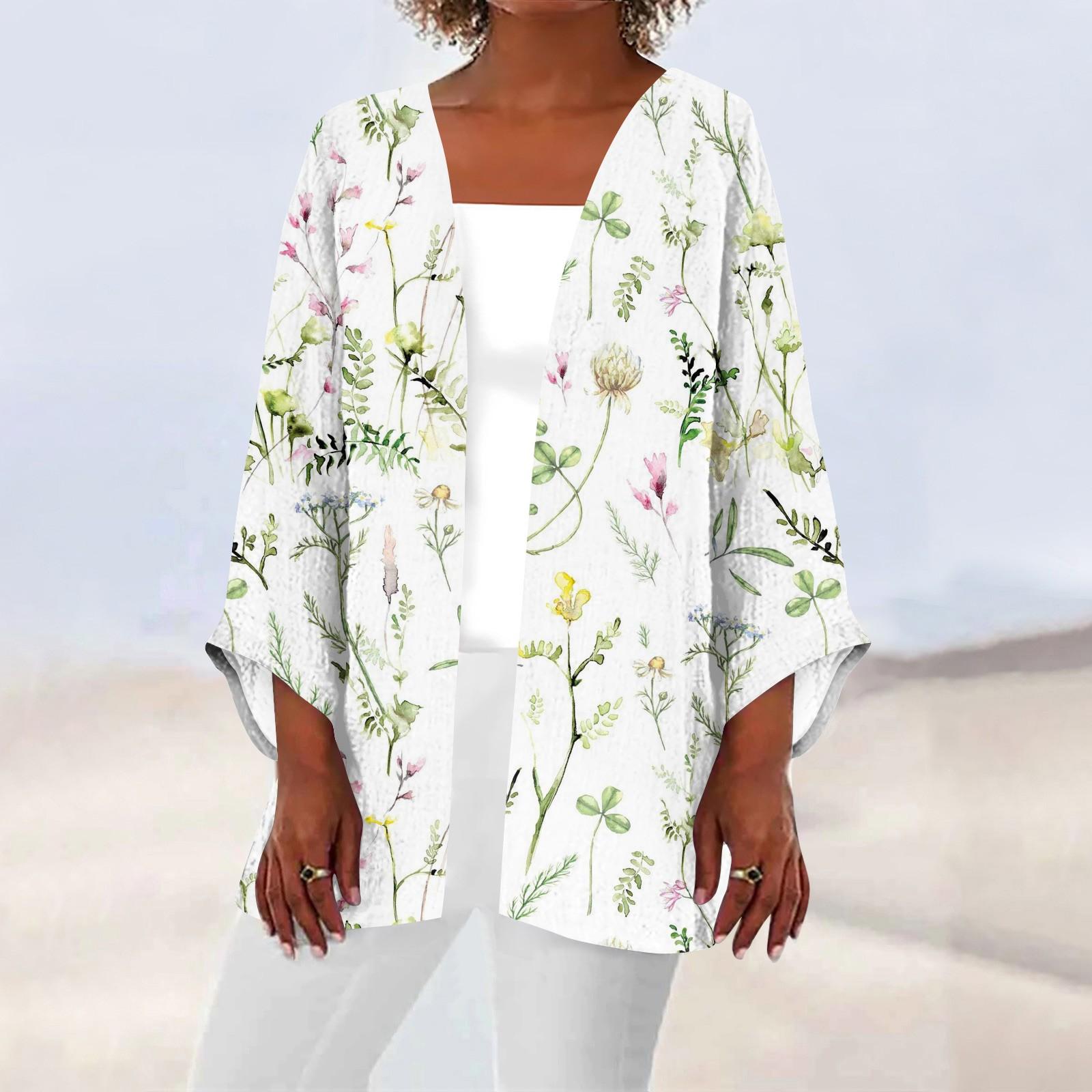 

Женская повседневная модная легкая куртка средней длины с принтом в стиле ретро, ​​кардиган XXXL белый