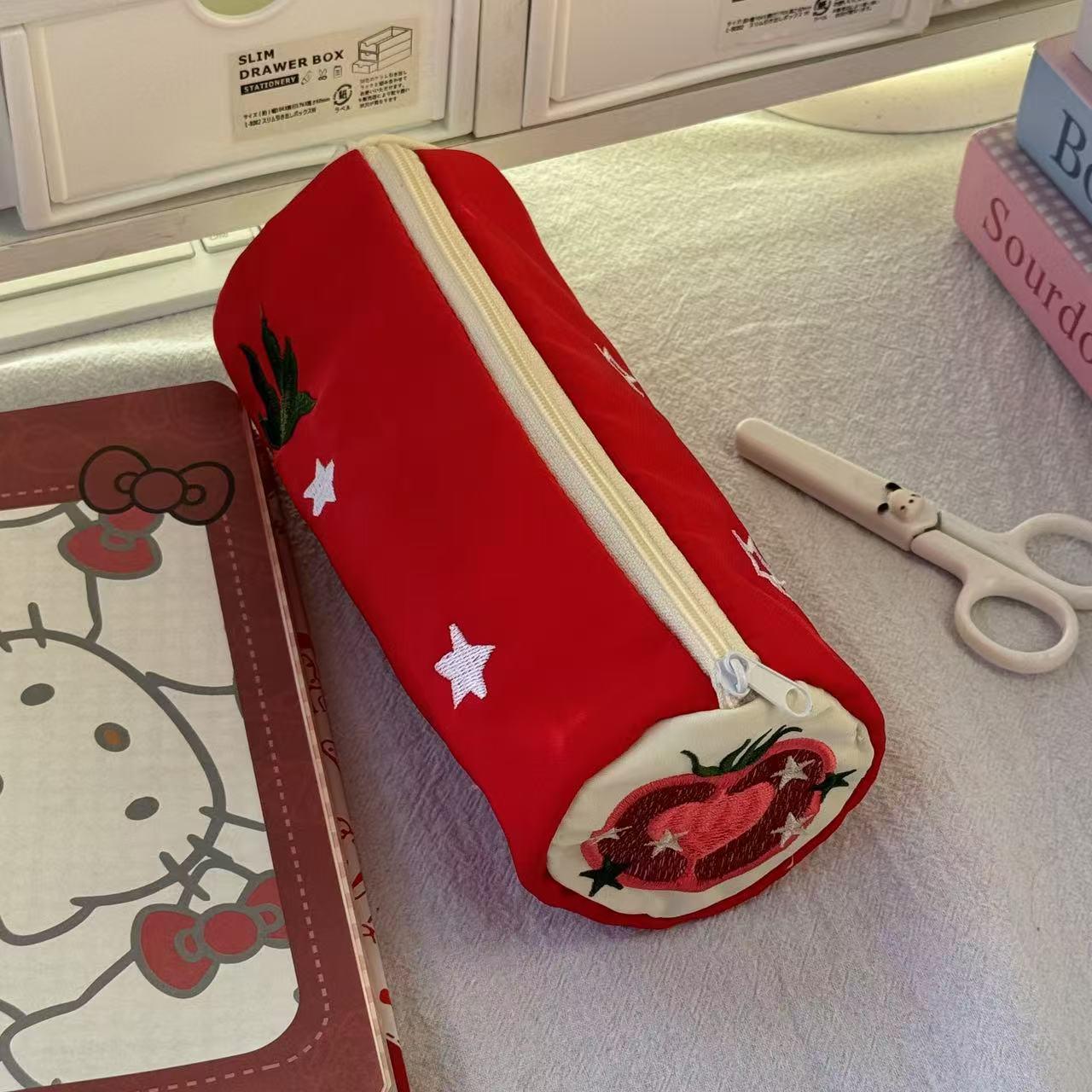 

Милий пенал із вишитою зіркою зеленого яблука, велика сумка для зберігання