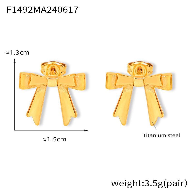 

Британский стиль Новые Бант Персонализированные Модные Серьги-гвоздики Титановая Сталь Покрытие 18-каратное Золото Темпераментные Серьги