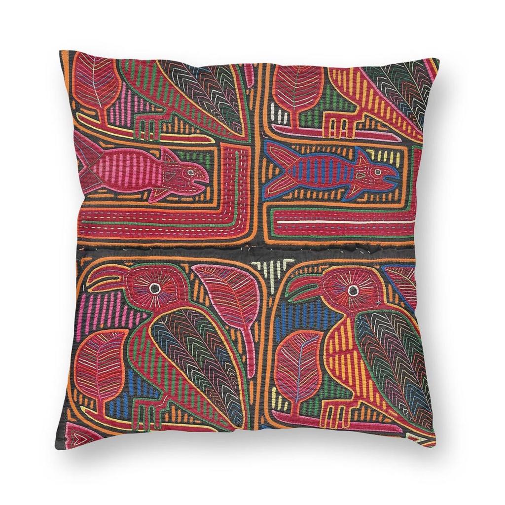 Birds Fish Vintage Mola Square Pillowcase Polyester Linen Velvet Pattern Zip Decor Home Cushion Case