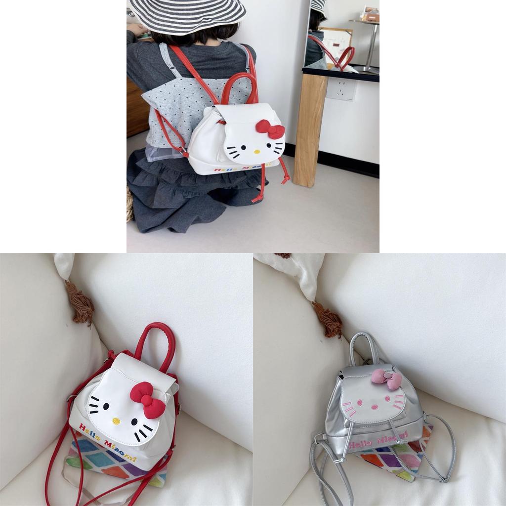 Childrens Cartoon Hello Kitty Cat Backpack With Pu Material And Butterfly Bow For Girls Daily Use
