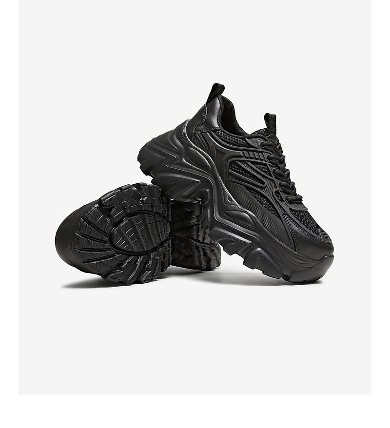 Tata/He She 2025 Spring Fashion Splicing Casual Thick-soled Dad Shoes Lace-up Female
