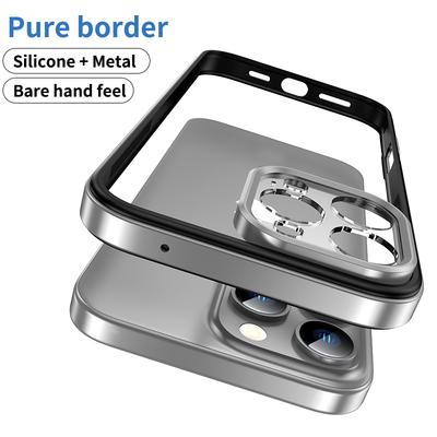 Aluminium Metall Rahmenloser Bumper Kameraobjektiv Schutzhülle für iPhone 16 Plus 15 14 13 Pro Max Stoßfest Hybride Silikonhülle