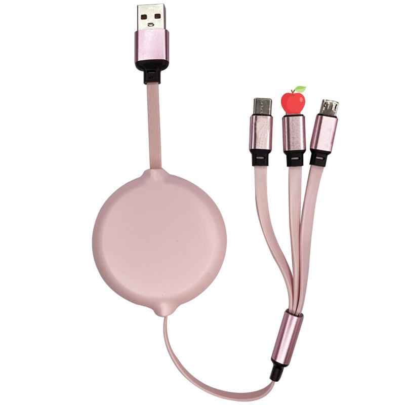 

Кабель USB 3-в-1 с выдвижным механизмом и сверхбыстрой зарядкой 60 Вт для Huawei, Apple, Xiaomi