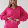 Women's Temperament Solid Knit Sweater V-neck Long Sleeve Faux Mink Hair Soft Loose Knit Top Fashion Lazy Style Simple Casual Sweater