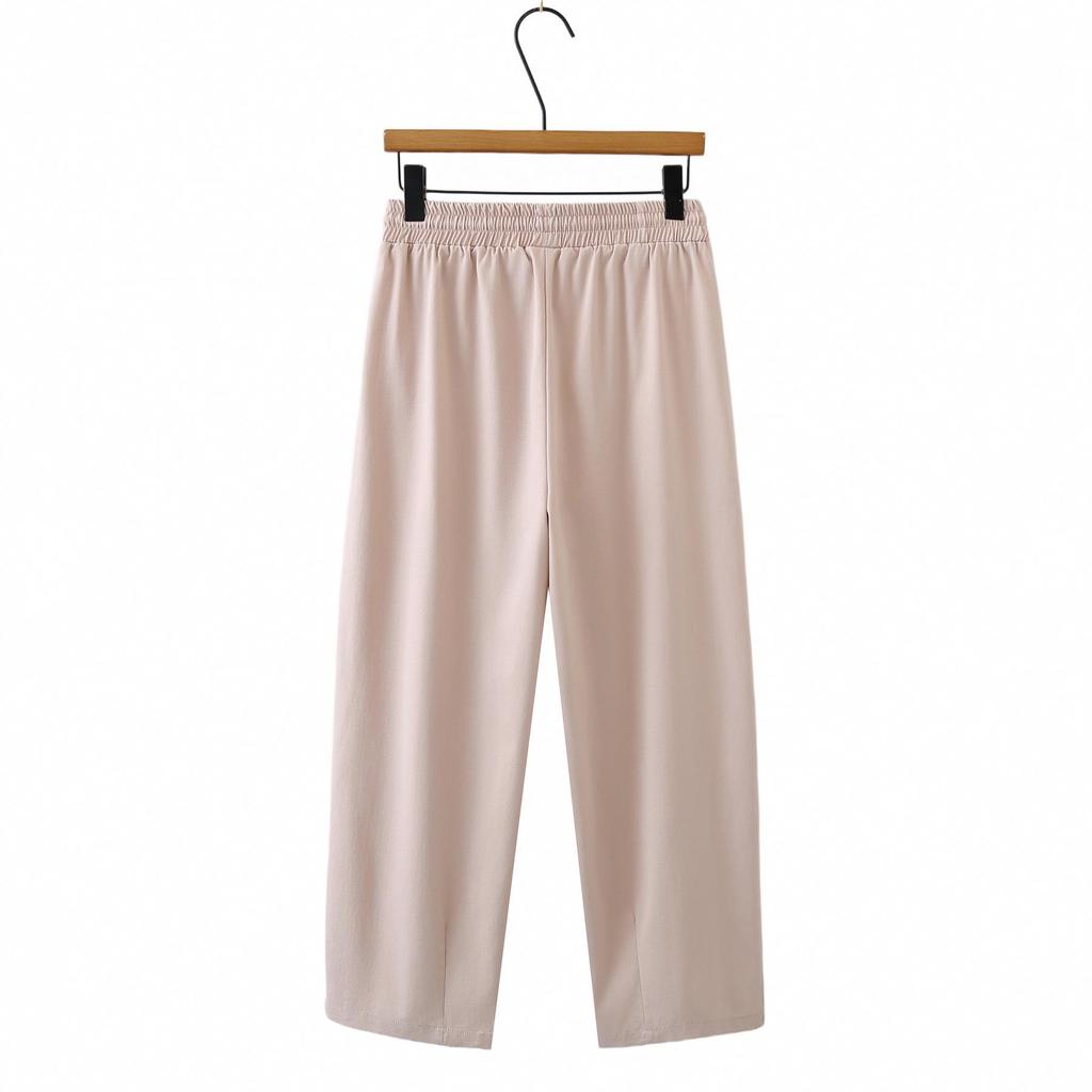 2026 Spring/Summer Plus Size High Waist Cropped Pants - Slimming Elastic Waist Women's Casual Pants