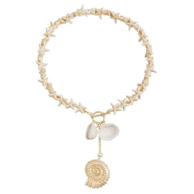 Lovely Ocean Necklace Elegant Starfish Conch Shell Necklace Delicate Neck Jewelry Suitable for Women Beach Adventures