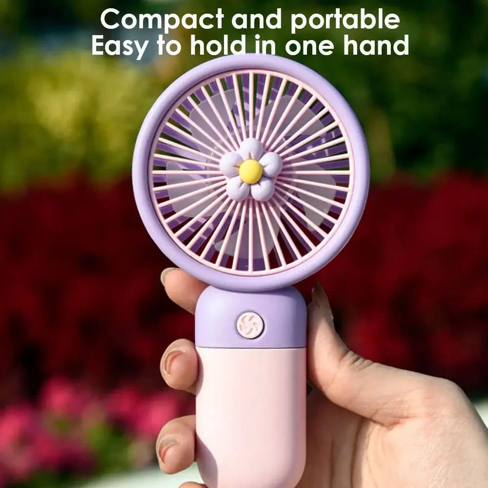 Summer Flower Mini Fan Portable Handheld Fan Cartoon Cute Student Desktop USB Charging Multiple Styles and Colors Fan