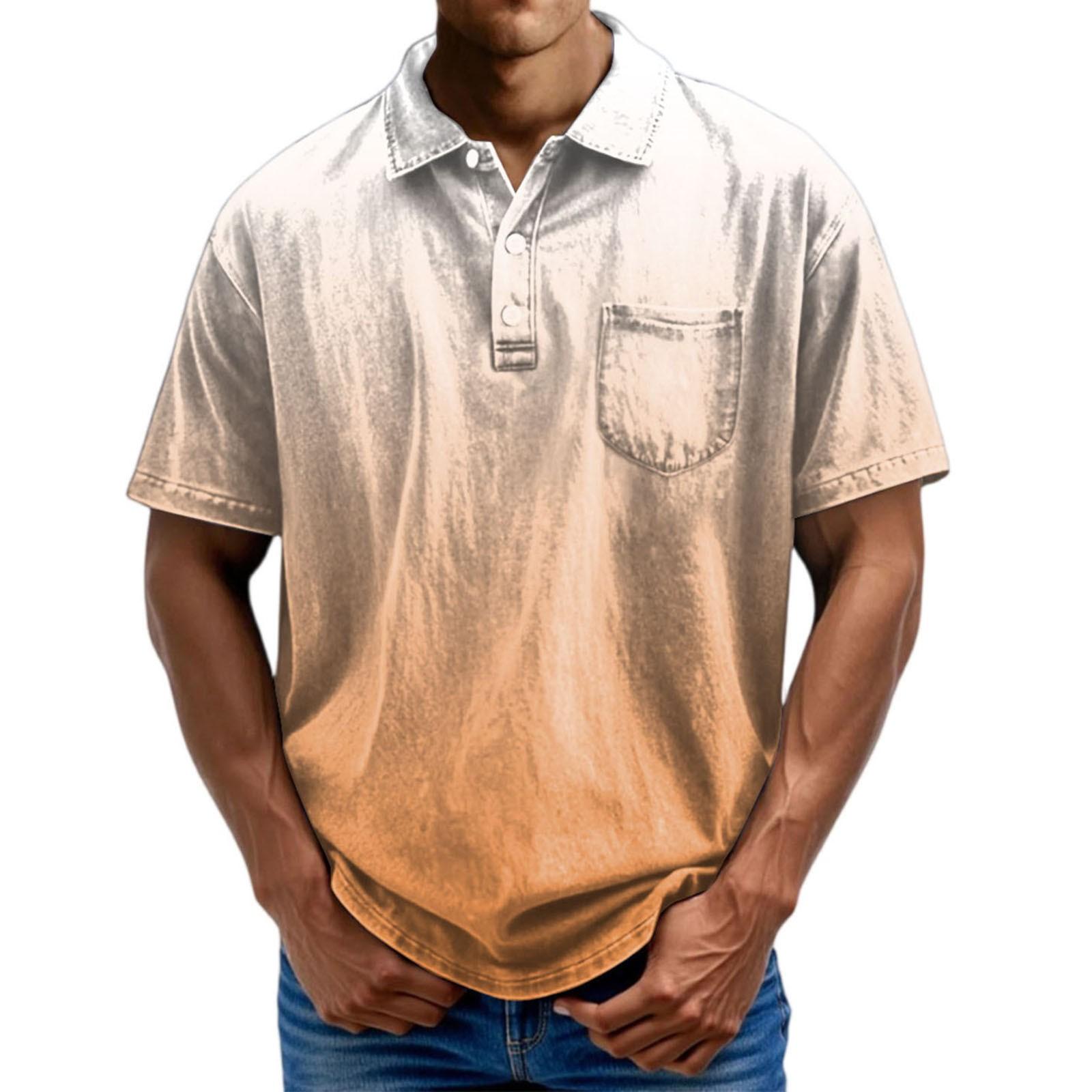 

Рубашка мужская повседневная с принтом ко Дню независимости, с коротким рукавом, для стройных и модных мужчин M шафрановый