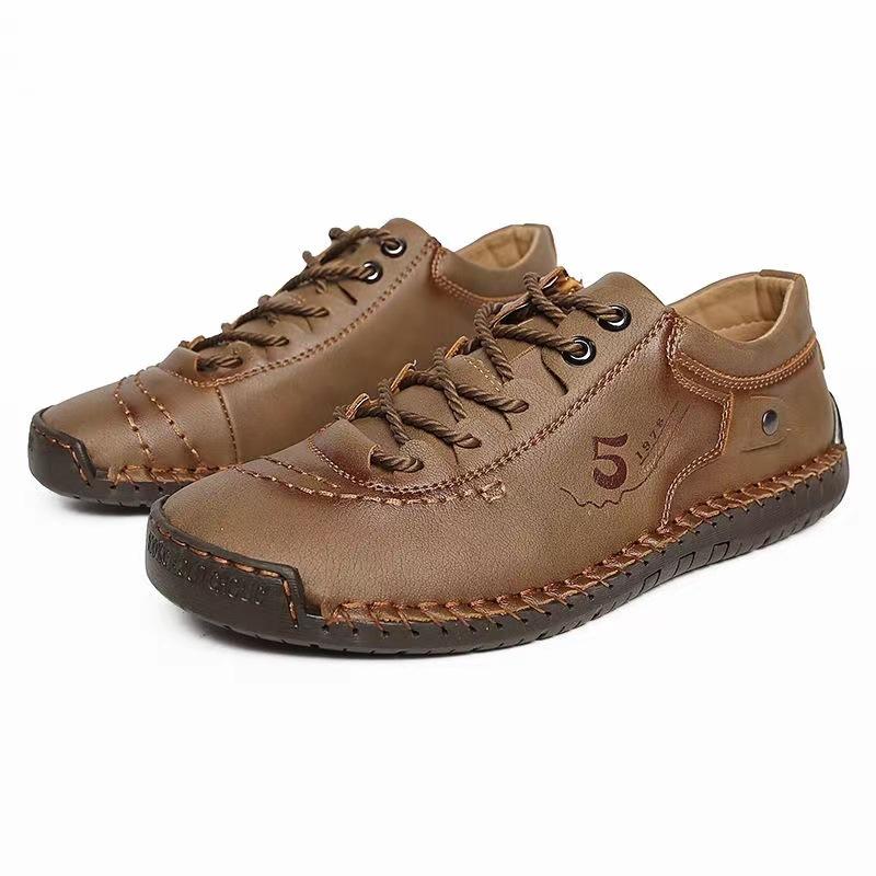 Large Size Summer New Large Size Men's Shoes Low Top Hand-stitched Shoes Outdoor Casual Shoes British Leather Shoes
