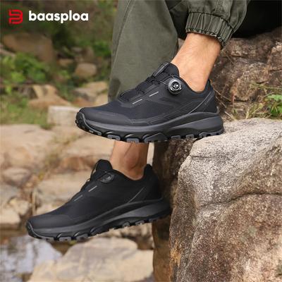 Men's Outdoor Shoes Rotary Buckle Fast Lacing Men's Mesh Surface Breathable Casual Sports Shoes Outdoor Non-Slip Wear Breathable Hiking Shoes