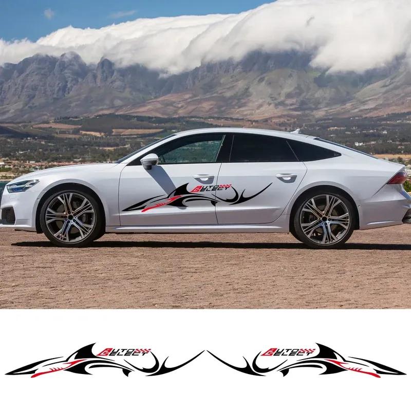 2PCS Car Both Door Side Waist Line Stickers Great Shark Graphics Vinyl Decals Automobile Styling Decoration Stickers Accessories