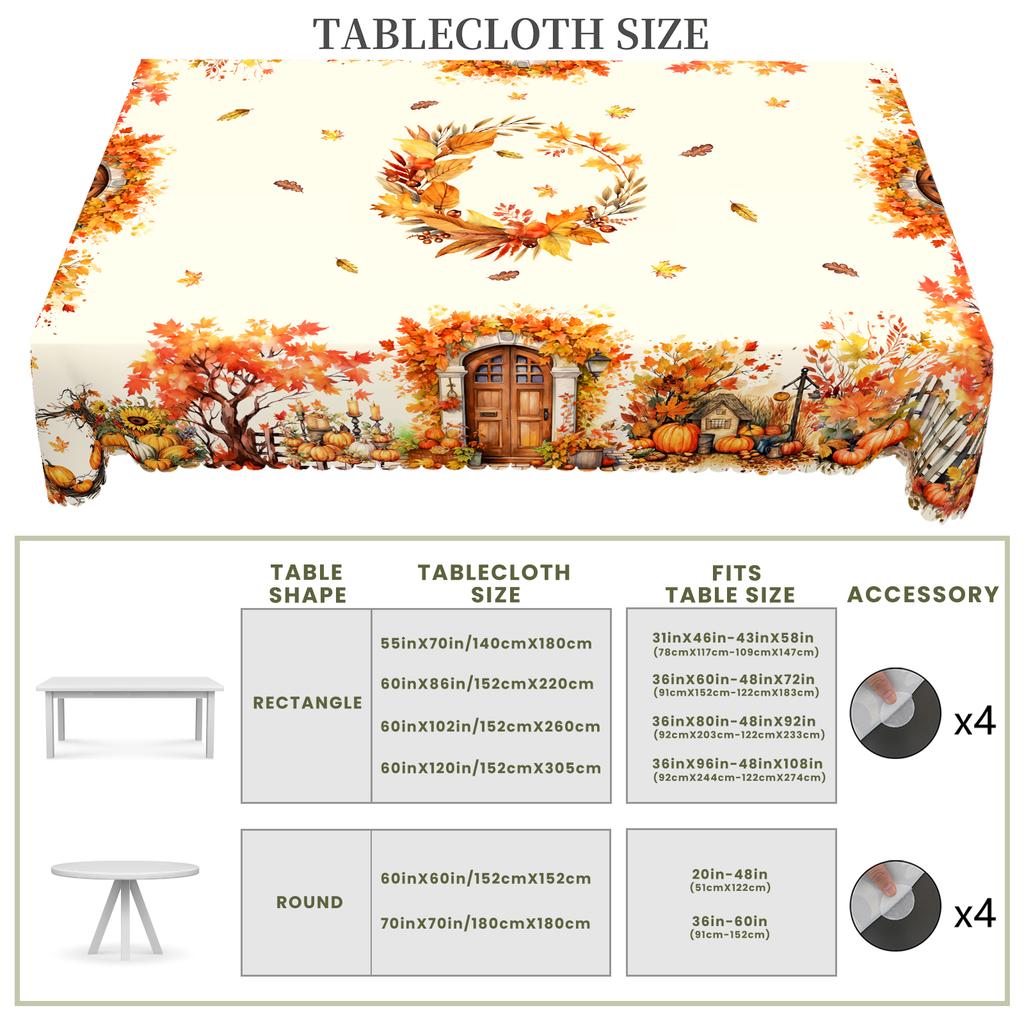 1 kus tištěného ubrusu s podzimní tématikou Dne díkůvzdání, ve stylu farmhouse, s designem javorových listů a dýní, vhodný pro podzimní sklizeň a svátky G