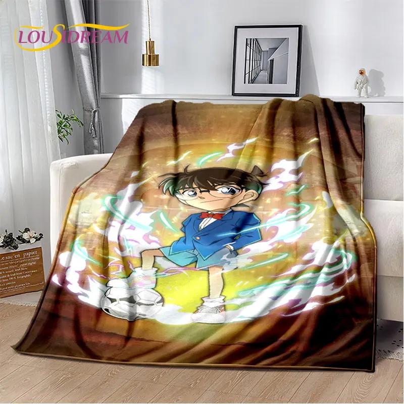 Detektyw Conan Cartoon Anime miękki pluszowy koc, flanelowy koc rzut koc do salonu sypialnia kanapa z funkcją spania narzuta na piknik 3D